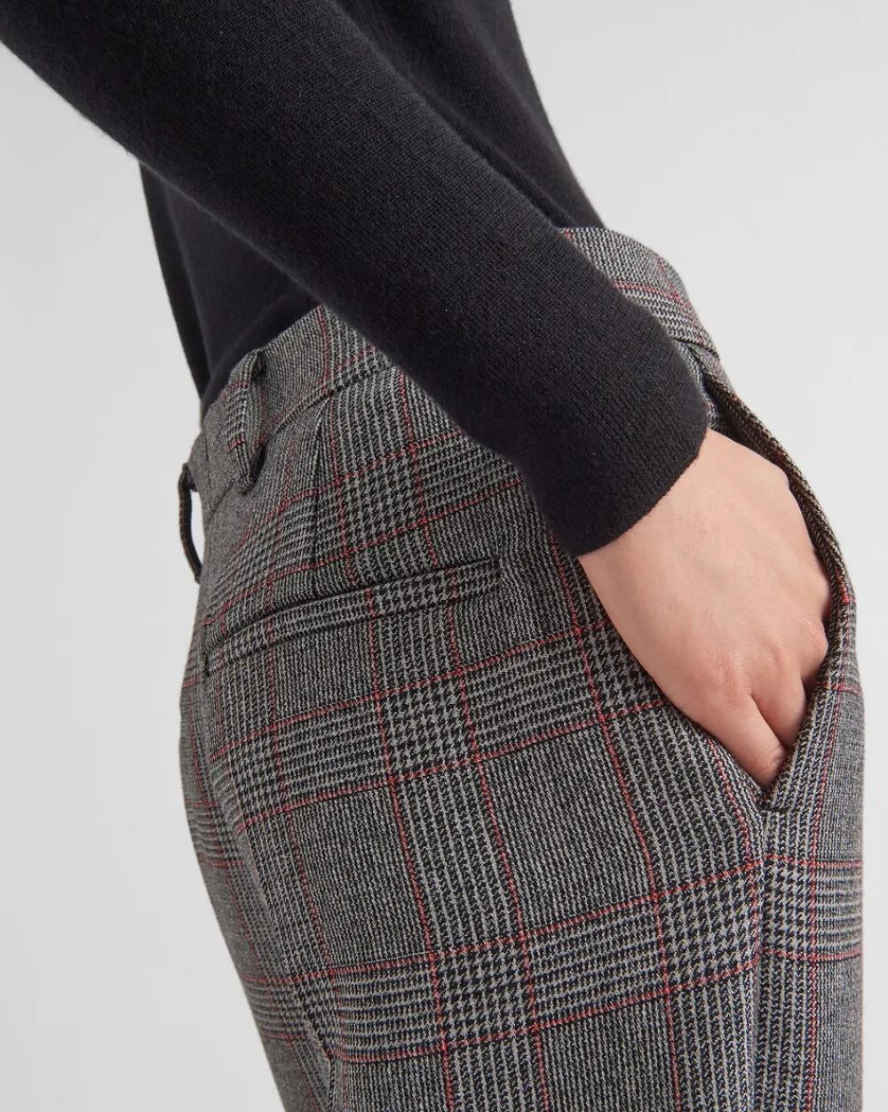 Mujer Prada PANTALONES LARGOS Y CORTOS^Pantalones A Cuadros Príncipe De Gales