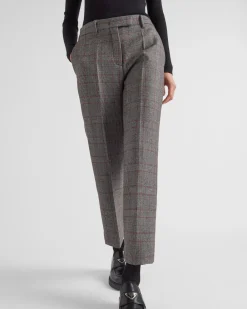 Mujer Prada PANTALONES LARGOS Y CORTOS^Pantalones A Cuadros Príncipe De Gales