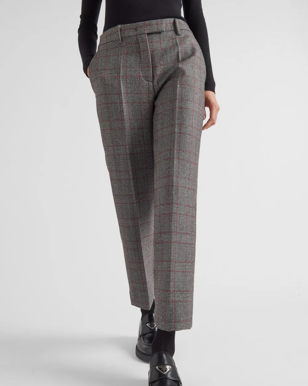 Mujer Prada PANTALONES LARGOS Y CORTOS^Pantalones A Cuadros Príncipe De Gales