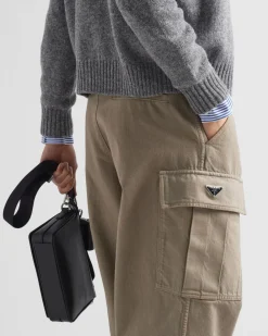 Hombre Prada TEJIDO VAQUERO^Pantalones Cargo En Bull Denim