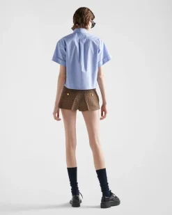 Mujer Prada PANTALONES LARGOS Y CORTOS^Pantalones Cortos Con Motivo De Pata De Gallo