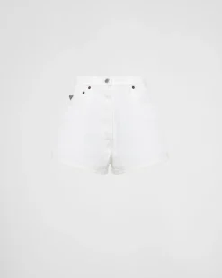 Mujer Prada TEJIDO VAQUERO^Pantalones Cortos De Bull Denim