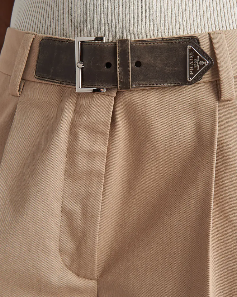 Mujer Prada PANTALONES LARGOS Y CORTOS^Pantalones Cortos De Gabardina