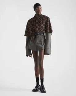 Mujer Prada PANTALONES LARGOS Y CORTOS^Pantalones Cortos De Lana Con Raya Diplomática