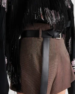 Mujer Prada PANTALONES LARGOS Y CORTOS^Pantalones Cortos De Lana Con Raya Diplomática