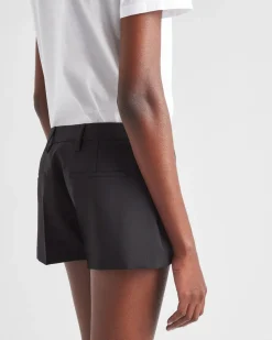Mujer Prada PANTALONES LARGOS Y CORTOS^Pantalones Cortos De Mohair Ligero