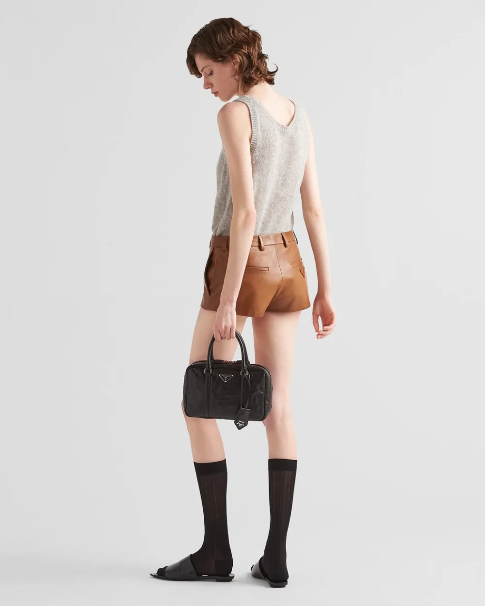 Mujer Prada ROPA DE PIEL^Pantalones Cortos De Napa