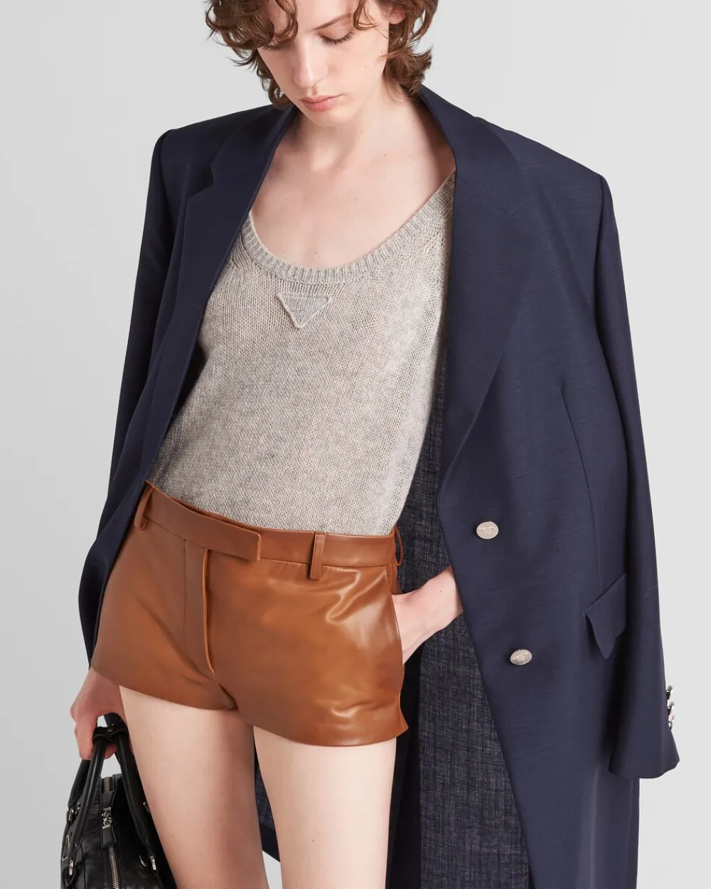 Mujer Prada ROPA DE PIEL^Pantalones Cortos De Napa