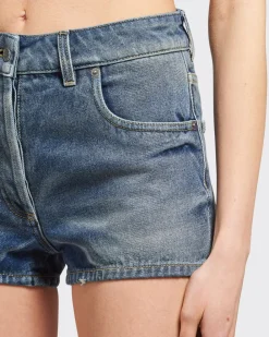 Mujer Prada TEJIDO VAQUERO^Pantalones Cortos De Tejido Vaquero Orgánico