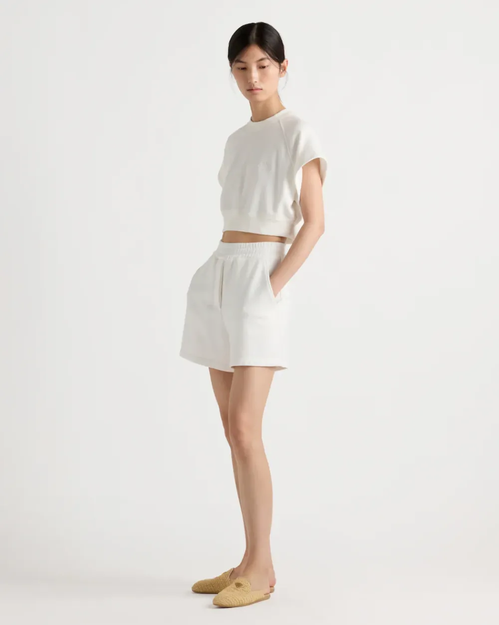 Mujer Prada CAMISETAS Y SUDADERAS^Pantalones Cortos En Felpa De Algodón
