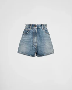 Mujer Prada TEJIDO VAQUERO^Pantalones Cortos Vaqueros