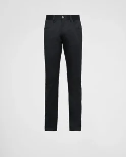 Hombre Prada TEJIDO VAQUERO^Pantalones De Dril Elástico Con 5 Bolsillos