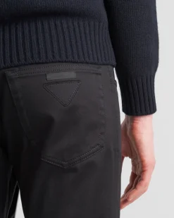 Hombre Prada TEJIDO VAQUERO^Pantalones De Dril Elástico Con 5 Bolsillos