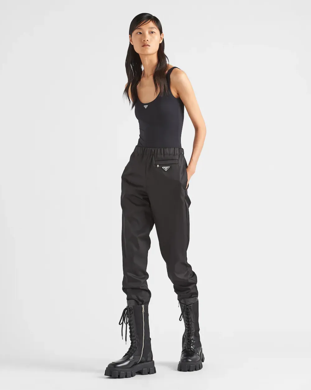 Mujer Prada COLECCIÓN FEMENINA|PANTALONES LARGOS Y CORTOS^Pantalones De Gabardina De Re-nylon