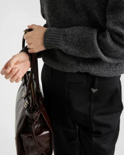 Mujer Prada PANTALONES LARGOS Y CORTOS^Pantalones De Grain De Poudre