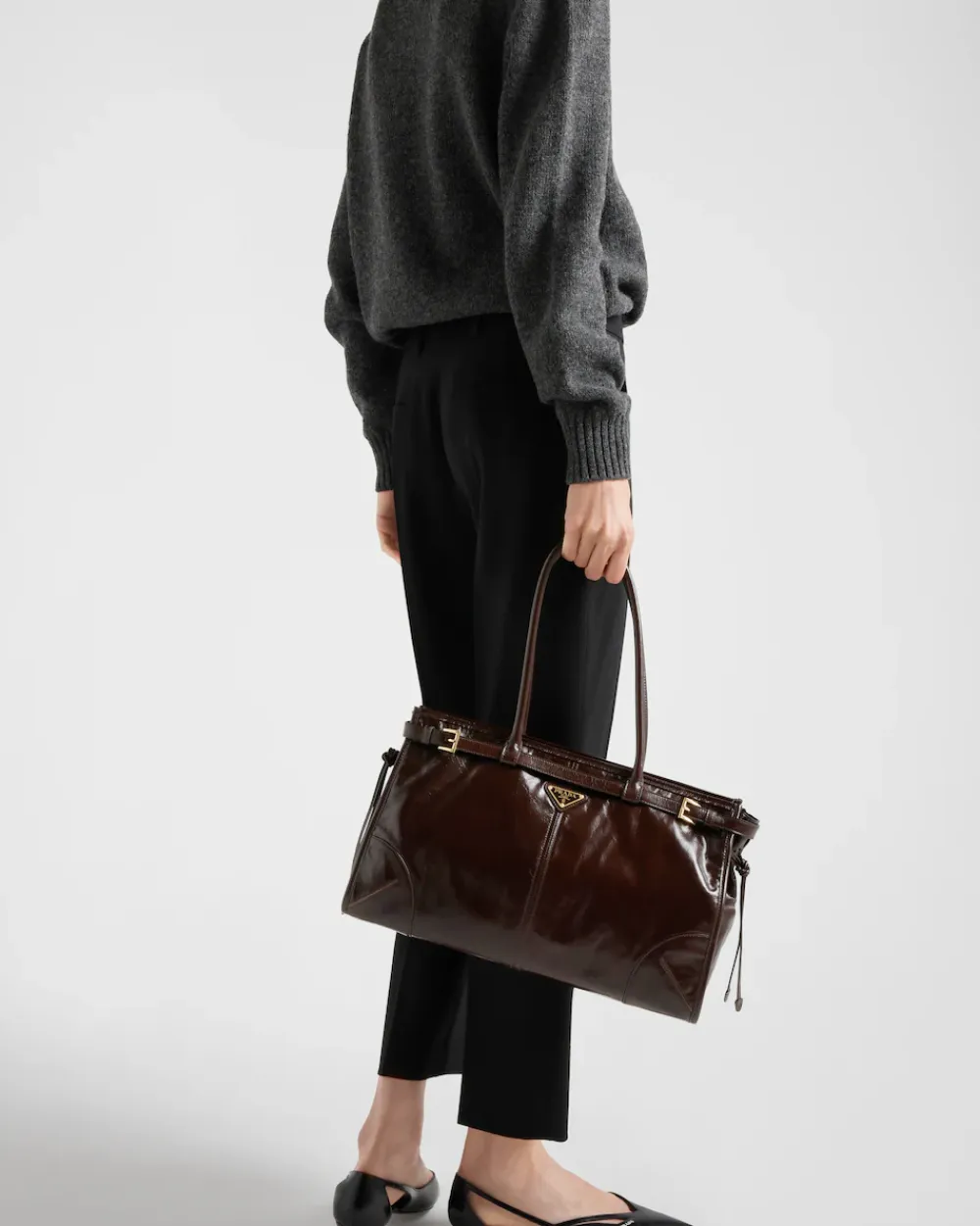 Mujer Prada PANTALONES LARGOS Y CORTOS^Pantalones De Grain De Poudre