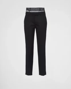 Mujer Prada PANTALONES LARGOS Y CORTOS^Pantalones De Lana Y Crinolina