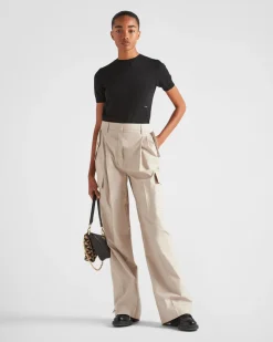 Mujer Prada PANTALONES LARGOS Y CORTOS^Pantalones De Panamá De Algodón