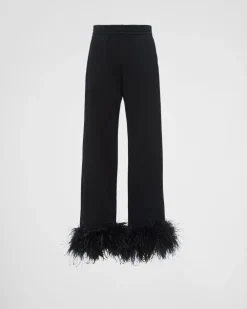 Mujer Prada PANTALONES LARGOS Y CORTOS|CAMISETAS Y SUDADERAS^Pantalones Deportivos De Felpa De Algodón Con Ribete De Plumas