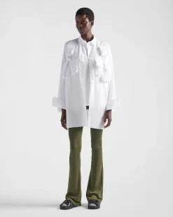Mujer Prada PANTALONES LARGOS Y CORTOS^Pantalones De Punto Acanalado De Algodón