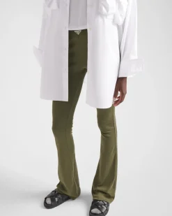 Mujer Prada PANTALONES LARGOS Y CORTOS^Pantalones De Punto Acanalado De Algodón