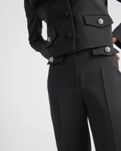Mujer Prada PANTALONES LARGOS Y CORTOS^Pantalones De Satén De Lana