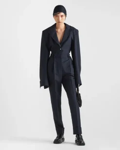 Mujer Prada PANTALONES LARGOS Y CORTOS^Pantalones Ligeros De Mohair