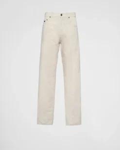 Hombre Prada TEJIDO VAQUERO^Pantalones Vaqueros De Cambray Con Cinco Bolsillos