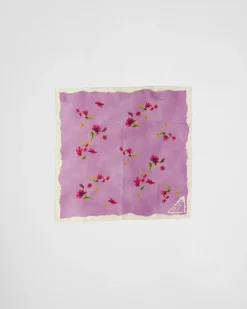 Mujer Prada BUFANDAS Y PAÑUELOS^Pañuelo De Sarga Con Estampado