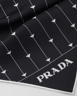Mujer Prada BUFANDAS Y PAÑUELOS^Pañuelo De Sarga Con Estampado