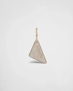 Mujer Prada JOYAS DE PLATA^Pendiente Con Joyas Y Logo En Cristal