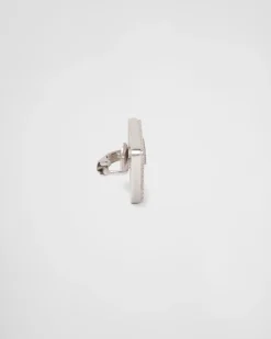 Mujer Prada JOYAS DE PLATA^Pendiente Con Joyas Y Logo En