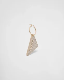 Mujer Prada JOYAS DE PLATA^Pendiente Con Joyas Y Logo En Cristal