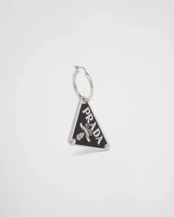 Mujer Prada JOYAS DE PLATA^Pendiente Derecho Con Colgante Symbole