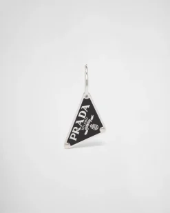Mujer Prada JOYAS DE PLATA^Pendiente Izquierdo Con Colgante Symbole