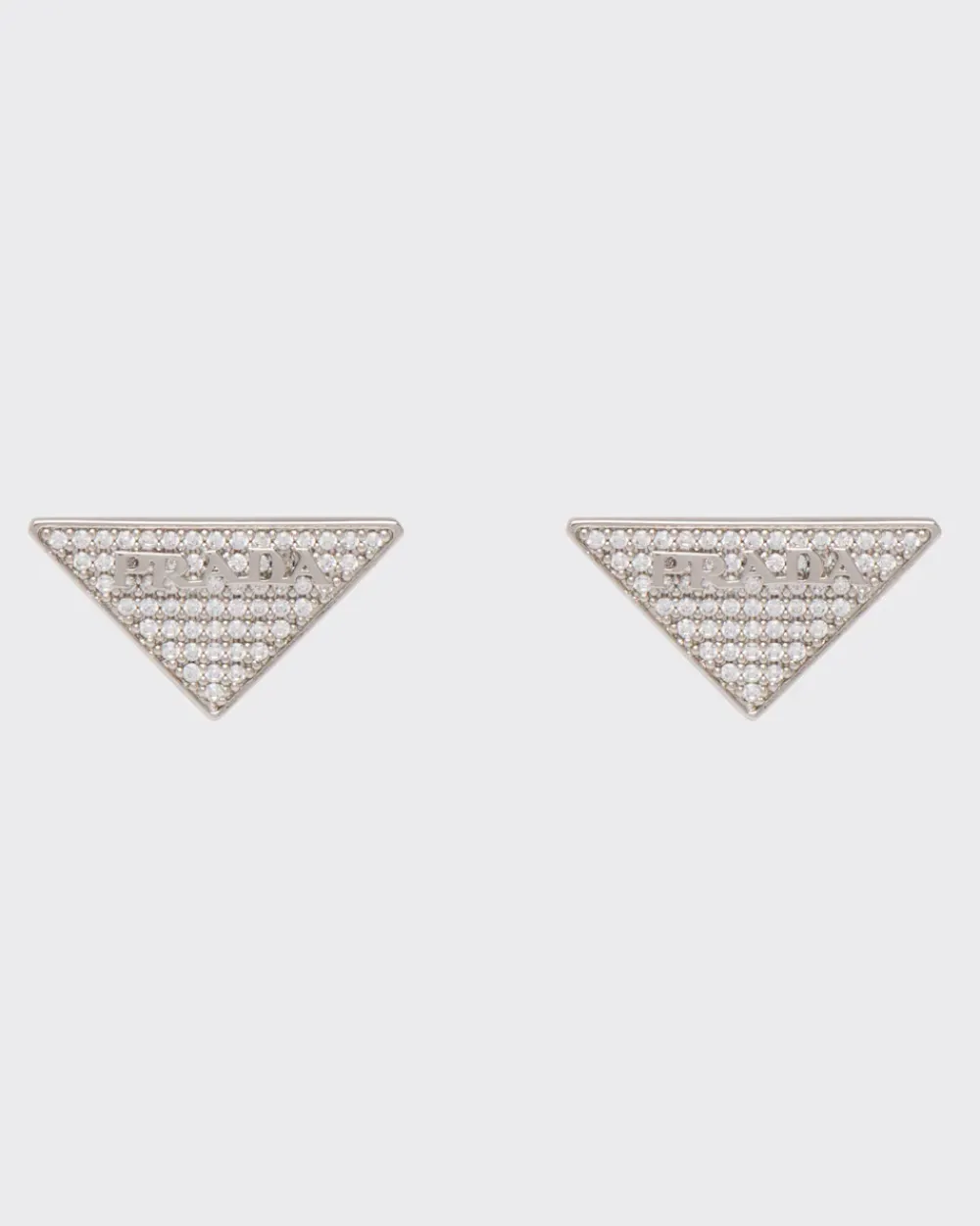 Mujer Prada JOYAS DE PLATA^Pendientes Con Circonitas Y Logo En
