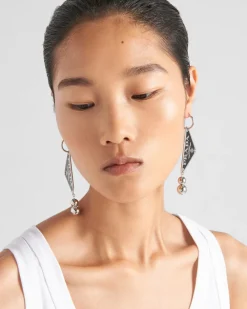 Mujer Prada JOYAS DE PLATA^Pendientes Con Colgante Ball Smalto Jewels