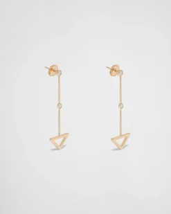 Mujer Prada COLECCIÓN DE JOYERÍA ELEGANTE^Pendientes Con Colgante Calado Eternal Gold De Oro Amarillo Y Diamantes