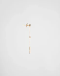 Mujer Prada COLECCIÓN DE JOYERÍA ELEGANTE^Pendientes Con Colgante Calado Eternal Gold De Oro Amarillo Y Diamantes