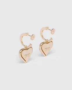Mujer Prada COLECCIÓN DE JOYERÍA ELEGANTE^Pendientes Con Colgante Pequeños Eternal Gold De Oro Amarillo