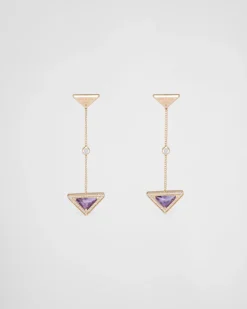 Mujer Prada COLECCIÓN DE JOYERÍA ELEGANTE^Pendientes Eternal Gold De Oro Y Diamantes