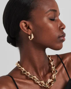 Mujer Prada COLECCIÓN DE JOYERÍA ELEGANTE^Pendientes Pequeños Eternal Gold De Oro Amarillo