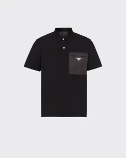 Hombre Prada CAMISETAS Y POLOS^Polo De Algodón Elástico Y Detalles De Re-nylon