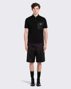 Hombre Prada CAMISETAS Y POLOS^Polo De Algodón Elástico Y Detalles De Re-nylon