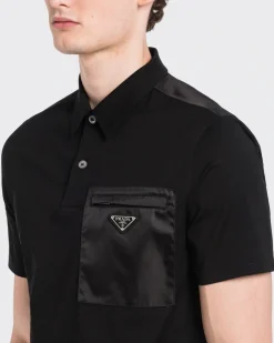 Hombre Prada CAMISETAS Y POLOS^Polo De Algodón Elástico Y Detalles De Re-nylon