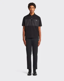 Hombre Prada CAMISETAS Y POLOS^Polo De Piqué Con Detalles De Nylon