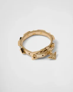 Mujer Prada JOYAS DE FANTASÍA^Pulsera De Piel Cepillada Con Tachuelas
