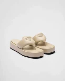Mujer Prada SANDALIAS^Sandalia De Cuña De Napa Acolchada Soft