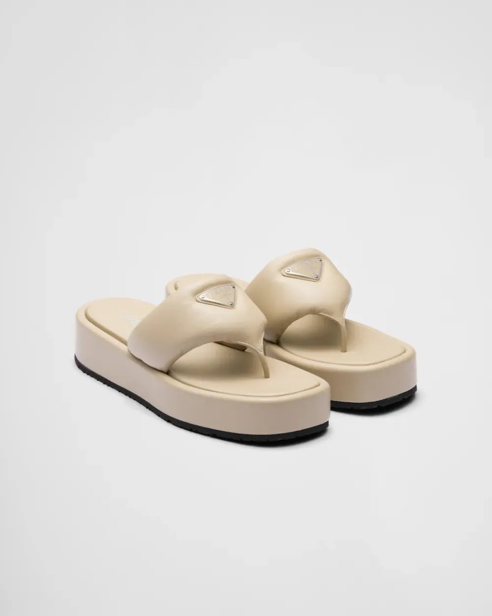 Mujer Prada SANDALIAS^Sandalia De Cuña De Napa Acolchada Soft