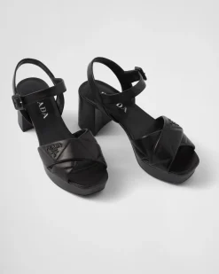 Mujer Prada SANDALIAS^Sandalias De Plataforma De Napa Acolchada